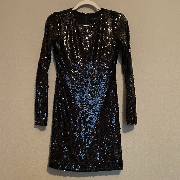 French Connection, Size 6, Black, Sequin, Sheath Mini Dress - Picture 1 of 11